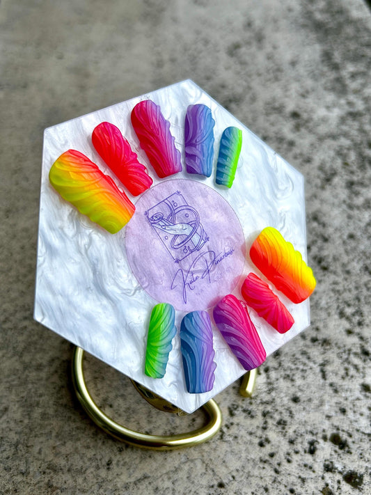 Neon Electric Wave 3D Textured Press-On Nails